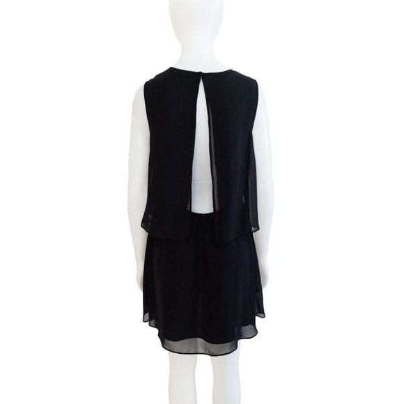 BCBG Generation Black Layered Mini Dress with Lace Insert Size M - Picture 3 of 4